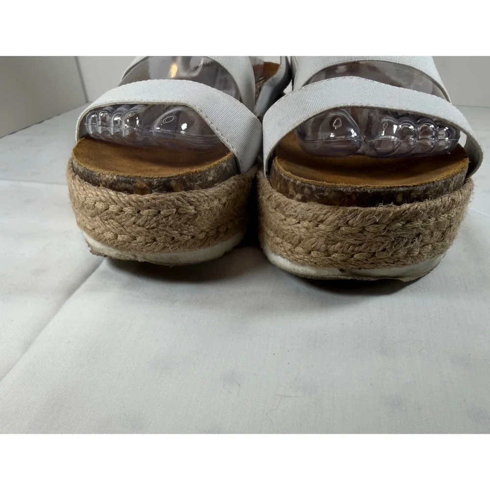 Steve Madden Bandi White Elastic Strap Espadrille Platform Sandals‎ Flatforms 10
